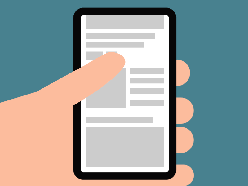 swipe down motion of your finger mobile website