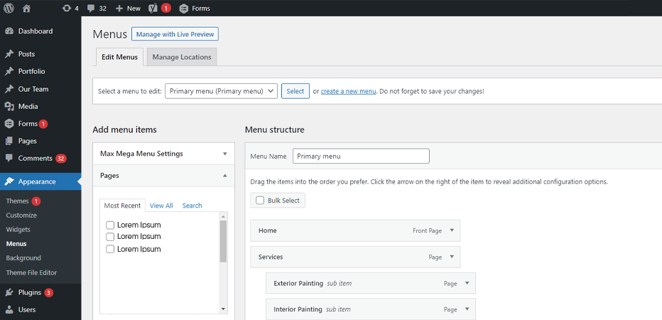 WordPress-admin-dashboard