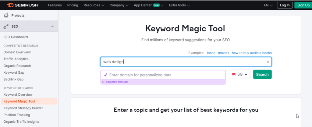 SemRush Magic Tool